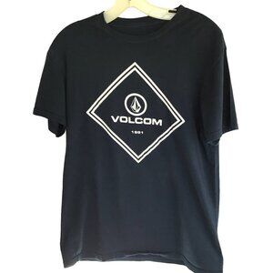 Volcom Men's Logo Short Sleeve Crew Neck Navy Pullover Blue Tee in Size Medium
